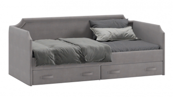 Кровать с мягкой обивкой и ящиками «Кантри» Тип 1 (900) (Велюр Светло-серый) в Искитиме - iskitim.mebel54.com | фото