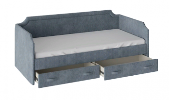 Кровать с мягкой обивкой и ящиками «Кантри» Тип 1 (900) (Замша синяя) в Искитиме - iskitim.mebel54.com | фото