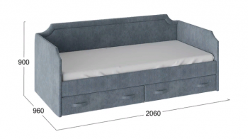 Кровать с мягкой обивкой и ящиками «Кантри» Тип 1 (900) (Замша синяя) в Искитиме - iskitim.mebel54.com | фото
