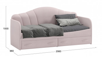 Кровать с мягкой спинкой и ящиками «Сабрина» 900 Пудровый в Искитиме - iskitim.mebel54.com | фото