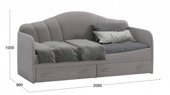 Кровать с мягкой спинкой и ящиками «Сабрина» 900 Светло-серый в Искитиме - iskitim.mebel54.com | фото