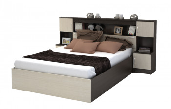 Кровать с прикроватным блоком КР 552 Спальня Basya (венге/белфорт) в Искитиме - iskitim.mebel54.com | фото