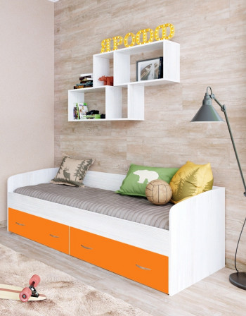 Кровать с выкатными ящиками Винтерберг/Оранжевый в Искитиме - iskitim.mebel54.com | фото