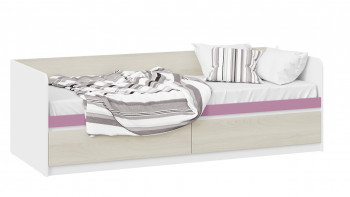 Кровать «Сканди» с 2 ящиками Дуб Гарден/Белый/Лиловый в Искитиме - iskitim.mebel54.com | фото