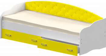 Кровать Софа-7 с мягкой спинкой (800х1900) Белый/Желтый в Искитиме - iskitim.mebel54.com | фото