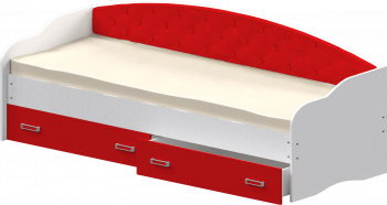 Кровать Софа-7 с мягкой спинкой (800х1900) Белый/Красный в Искитиме - iskitim.mebel54.com | фото
