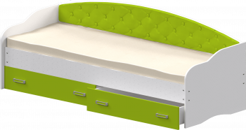 Кровать Софа-7 с мягкой спинкой (800х1900) Белый/Лайм в Искитиме - iskitim.mebel54.com | фото