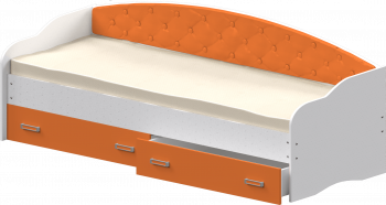 Кровать Софа-7 с мягкой спинкой (800х1900) Белый/Оранжевый в Искитиме - iskitim.mebel54.com | фото