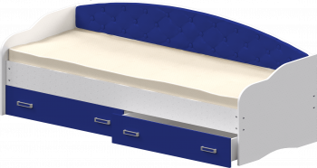 Кровать Софа-7 с мягкой спинкой (800х1900) Белый/Синий в Искитиме - iskitim.mebel54.com | фото