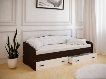 Кровать Софа-7 с мягкой спинкой (800х1900) Венге/ Белый в Искитиме - iskitim.mebel54.com | фото