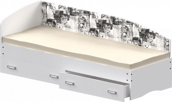 Кровать Софа-9 с мягкой спинкой с рисунком Милана (900х1900) Белый в Искитиме - iskitim.mebel54.com | фото
