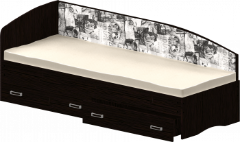 Кровать Софа-9 с мягкой спинкой с рисунком Милана (900х1900) Венге в Искитиме - iskitim.mebel54.com | фото