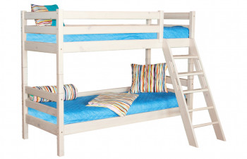 Кровать Соня вариант 10 двухъярусная с наклонной лестницей Белый полупрозрачный в Искитиме - iskitim.mebel54.com | фото