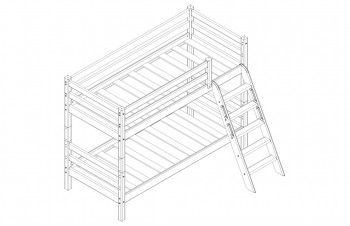 Кровать Соня вариант 12 низкая с наклонной лестницей Белый полупрозрачный в Искитиме - iskitim.mebel54.com | фото