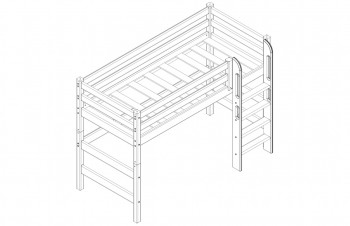 Кровать Соня вариант 5 полувысокая с прямой лестницей лаванда в Искитиме - iskitim.mebel54.com | фото
