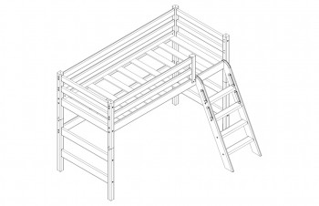 Кровать Соня вариант 6 полувысокая с наклонной лестницей Белый полупрозрачный в Искитиме - iskitim.mebel54.com | фото