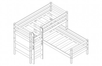Кровать Соня вариант 7 угловая с прямой лестницей Белый полупрозрачный в Искитиме - iskitim.mebel54.com | фото
