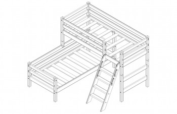 Кровать Соня вариант 8 угловая с наклонной лестницей Белый полупрозрачный в Искитиме - iskitim.mebel54.com | фото
