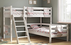 Кровать Соня вариант 8 угловая с наклонной лестницей Белый полупрозрачный в Искитиме - iskitim.mebel54.com | фото