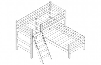 Кровать Соня вариант 8 угловая с наклонной лестницей Лаванда в Искитиме - iskitim.mebel54.com | фото