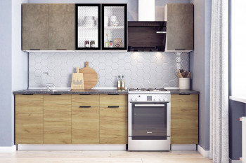 Кухонный гарнитур Стоун 2.0 (белый/камень темно-серый/акация светлая) в Искитиме - iskitim.mebel54.com | фото