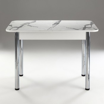 Кухонный стол 1100*700/400 ф 2 Пластик, мрамор белый в Искитиме - iskitim.mebel54.com | фото