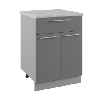 Квадро С1ЯШ 600 шкаф нижний с ящиком (Белый софт/корпус Серый) в Искитиме - iskitim.mebel54.com | фото
