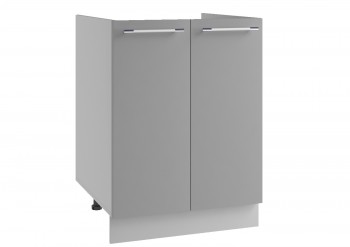 Квадро СМ 600 шкаф нижний мойка с 2-мя фасадами (Белый софт/корпус Серый) в Искитиме - iskitim.mebel54.com | фото