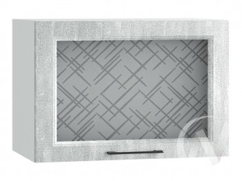 Либерти Шкаф верхний горизонтальный со стеклом ШВГС 609 (Холст грей/корпус белый) в Искитиме - iskitim.mebel54.com | фото