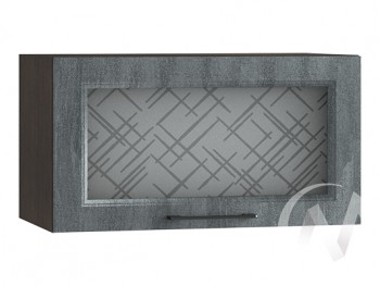 Либерти Шкаф верхний горизонтальный со стеклом ШВГС 609 (Холст грей/корпус венге) в Искитиме - iskitim.mebel54.com | фото