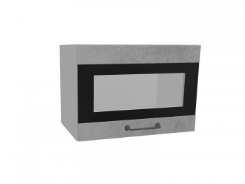 Лофт ПГСФ 500 шкаф верхний горизонтальный со стеклом и фотопечатью (Бетон светлый/корпус Серый) в Искитиме - iskitim.mebel54.com | фото