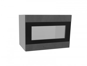 Лофт ПГСФ 500 шкаф верхний горизонтальный со стеклом и фотопечатью (Бетон темный/корпус Серый) в Искитиме - iskitim.mebel54.com | фото