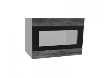 Лофт ПГСФ 500 шкаф верхний горизонтальный со стеклом и фотопечатью (Дуб бурый/корпус Серый) в Искитиме - iskitim.mebel54.com | фото
