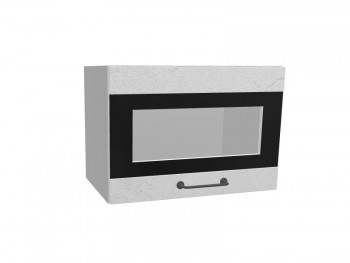 Лофт ПГСФ 500 шкаф верхний горизонтальный со стеклом и фотопечатью (Штукатурка белая/корпус Серый) в Искитиме - iskitim.mebel54.com | фото