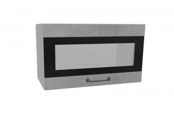 Лофт ПГСФ 600 шкаф верхний горизонтальный со стеклом и фотопечатью (Бетон светлый/корпус Серый) в Искитиме - iskitim.mebel54.com | фото