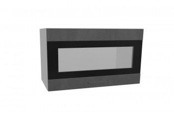 Лофт ПГСФ 600 шкаф верхний горизонтальный со стеклом и фотопечатью (Бетон темный/корпус Серый) в Искитиме - iskitim.mebel54.com | фото