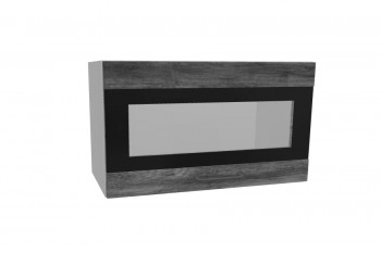 Лофт ПГСФ 600 шкаф верхний горизонтальный со стеклом и фотопечатью (Дуб бурый/корпус Серый) в Искитиме - iskitim.mebel54.com | фото
