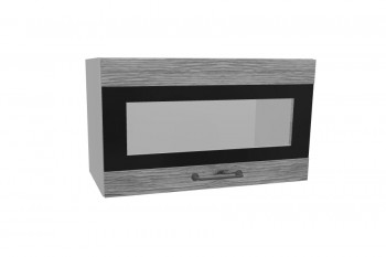 Лофт ПГСФ 600 шкаф верхний горизонтальный со стеклом и фотопечатью (Дуб майский/корпус Серый) в Искитиме - iskitim.mebel54.com | фото
