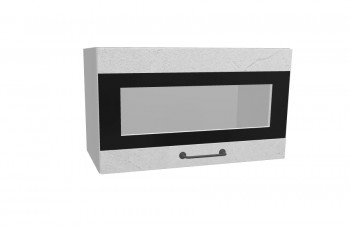 Лофт ПГСФ 600 шкаф верхний горизонтальный со стеклом и фотопечатью (Штукатурка белая/корпус Серый) в Искитиме - iskitim.mebel54.com | фото