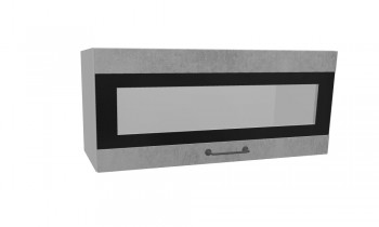 Лофт ПГСФ 800 шкаф верхний горизонтальный со стеклом и фотопечатью (Бетон светлый/корпус Серый) в Искитиме - iskitim.mebel54.com | фото