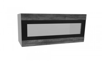 Лофт ПГСФ 800 шкаф верхний горизонтальный со стеклом и фотопечатью (Дуб бурый/корпус Серый) в Искитиме - iskitim.mebel54.com | фото