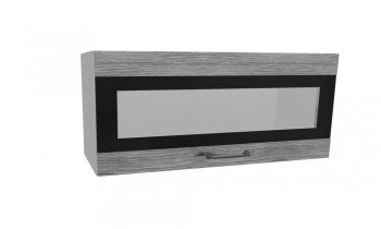 Лофт ПГСФ 800 шкаф верхний горизонтальный со стеклом и фотопечатью (Дуб майский/корпус Серый) в Искитиме - iskitim.mebel54.com | фото