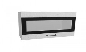 Лофт ПГСФ 800 шкаф верхний горизонтальный со стеклом и фотопечатью (Штукатурка белая/корпус Серый) в Искитиме - iskitim.mebel54.com | фото