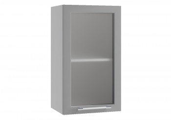 Лофт ПС 400 шкаф верхний со стеклом (Штукатурка белая/корпус Серый) в Искитиме - iskitim.mebel54.com | фото