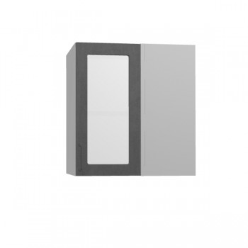 Лофт ПУС 650 шкаф верхний угловой со стеклом (Бетон темный/корпус Серый) в Искитиме - iskitim.mebel54.com | фото