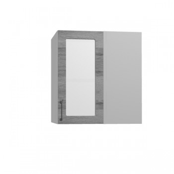Лофт ПУС 650 шкаф верхний угловой со стеклом (Дуб цикорий/корпус Серый) в Искитиме - iskitim.mebel54.com | фото