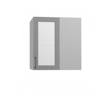 Лофт ПУС 650 шкаф верхний угловой со стеклом (Штукатурка серая/корпус Серый) в Искитиме - iskitim.mebel54.com | фото