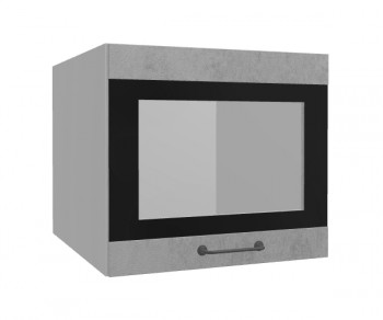 Лофт ВПГСФ 500 шкаф верхний горизонтальный со стеклом высокий с фотопечатью (Бетон светлый/корпус Серый) в Искитиме - iskitim.mebel54.com | фото