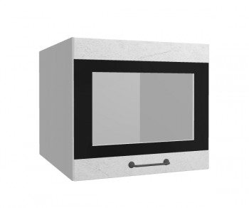 Лофт ВПГСФ 500 шкаф верхний горизонтальный со стеклом высокий с фотопечатью (Штукатурка белая/корпус Серый) в Искитиме - iskitim.mebel54.com | фото