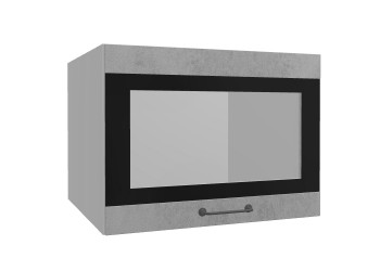 Лофт ВПГСФ 600 шкаф верхний горизонтальный со стеклом высокий с фотопечатью (Бетон светлый/корпус Серый) в Искитиме - iskitim.mebel54.com | фото